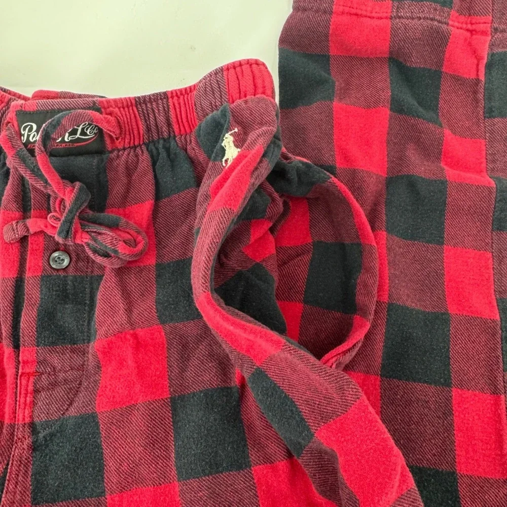 Polo Ralph Lauren Mens Pajama Pants Red Black Buffalo Plaid Size‎ S Cotton